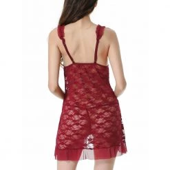 LYPS Sexy Lace Babydoll Chemise Lingerie Set - Red