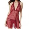 LYPS Sexy Lace Halter Chemise Lingerie Set - Red Sale