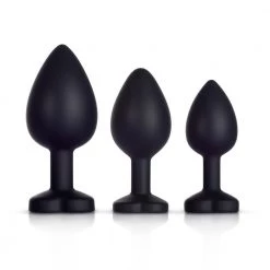 Honey Play Box Red Gem Black Silicone Butt Plug Set
