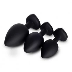 Honey Play Box Rainbow Gem Black Silicone Butt Plug Set