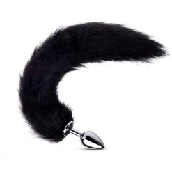 Honey Play Box Long Fox Tail Plug - Black Fur Anal Toys