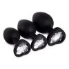 Honey Play Box White Gem Black Silicone Butt Plug Set Anal Toys
