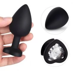 Honey Play Box White Gem Black Silicone Butt Plug Set Anal Toys