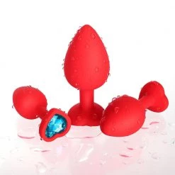 Honey Play Box Blue Gem Red Silicone Butt Plug Set Anal Toys