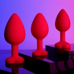 Honey Play Box Blue Gem Red Silicone Butt Plug Set Anal Toys