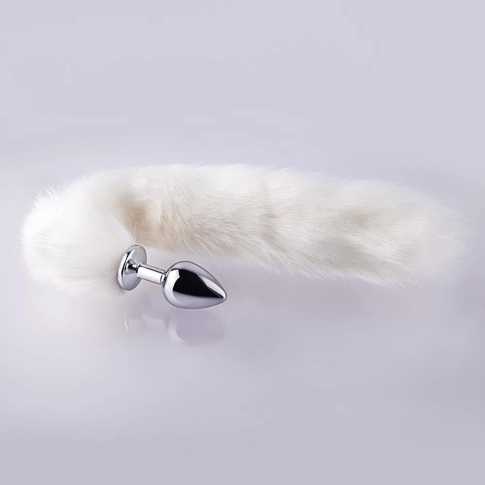 Honey Play Box Long Fox Tail Butt Plug - White Fur Anal Toys 4 Honey Play Box Long Fox Tail Butt Plug - White Fur Anal Toys