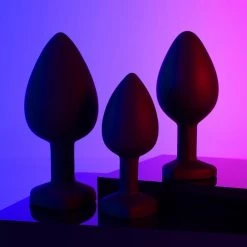 Honey Play Box Rainbow Gem Black Silicone Butt Plug Set