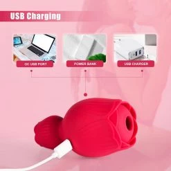 Juntame-Toys Rose Queen -2 In 1 Rose Clit Sucker Vibrator With Tongue